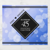 Elegant 45th Sapphire Wedding Jubileum Sparkling Wijnetiket (Enkel label)