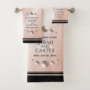 Elegant 46th Pearl Wedding Jubileum Celebration Bad Handdoek