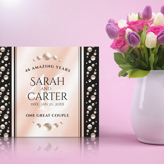 Elegant 46th Pearl Wedding Jubileum Celebration Canvas Afdruk