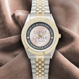 Elegant 46th Pearl Wedding Jubileum Celebration Horloge