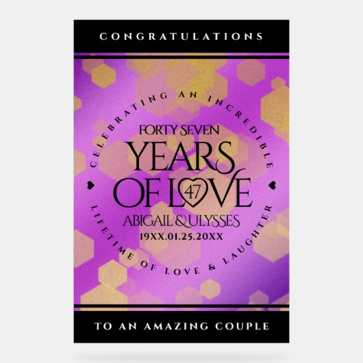 Élégant 47e anniversaire du Mariage Améthyste (Recto)
