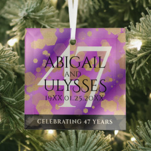 Elegant 47th Amethyst Wedding Jubileum Glas Ornament