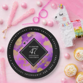 Elegant 47th Amethyst Wedding Jubileum Papieren Bordje (Feest)