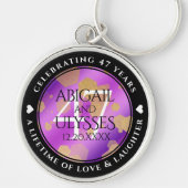 Elegant 47th Amethyst Wedding Jubileum Sleutelhanger (Voorkant)