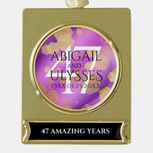 Elegant 47th Amethyst Wedding Jubileum Verguld Banner Ornament