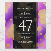 Elegant 47th Amethyst Wedding Jubileum Wijn Etiket (Enkel label)