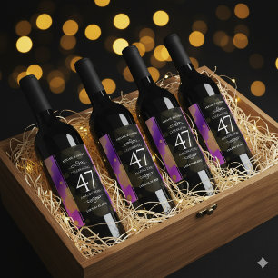 Elegant 47th Amethyst Wedding Jubileum Wijn Etiket