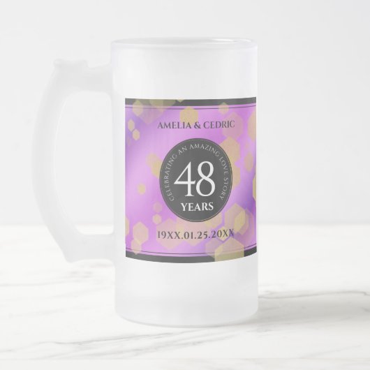 Elegant 48e Amethist Bruiloft Jubileum Matglas Bierpul (Links)