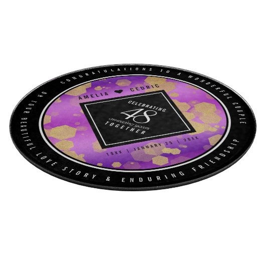 Elegant 48e Amethist Bruiloft Jubileum Snijplank (Hoek)