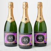 Elegant 48e Amethist Bruiloft Jubileum Sparkling Wijnetiket (Flessen)