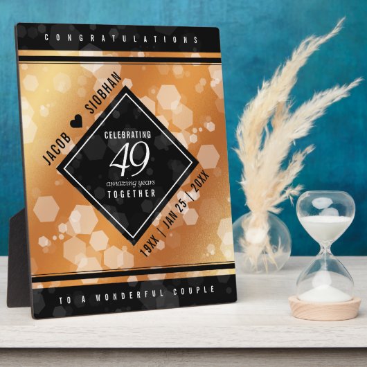 Elegant 49th Copper Wedding Jubileum Fotoplaat (Zijkant)