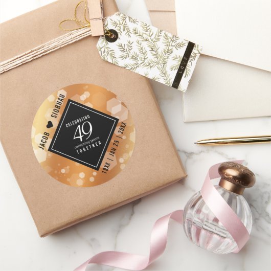Elegant 49th Copper Wedding Jubileum Ronde Sticker (Geschenken)