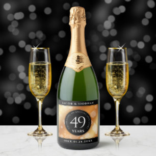 Elegant 49th Copper Wedding Jubileum Sparkling Wijnetiket