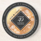 Elegant 49th Copper Wedding Jubileum Zandsteen Onderzetter (Voorkant)