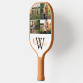 elegant 4 foto's familie collage monogram pickleball paddle (Links)