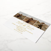 Elegant 4 Foto's modern script bruiloft zwart wit Folie Uitnodiging (Gedraaid)