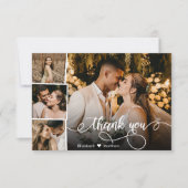 Elegant 4 Photo Collage Mariage Carte de remerciem (Devant)