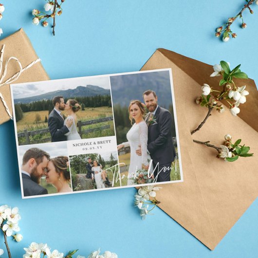 Elegant 4 Photo Collage Mariage Merci