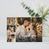Elegant 4 Photo Collage Weddenschap Hartelijk dank Bedankkaart (Staand voorkant)