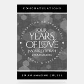 Elegant 4th Linen Wedding Jubileum Celebration Acryl Bord (Voorkant)