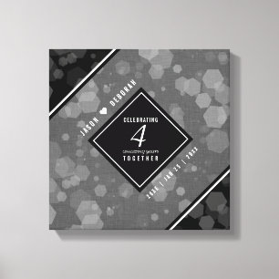Elegant 4th Linen Wedding Jubileum Celebration Canvas Afdruk