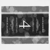Elegant 4th Linen Wedding Jubileum Celebration Fleece Deken (Voorkant (Horizontaal))