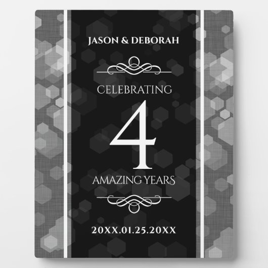 Elegant 4th Linen Wedding Jubileum Celebration Fotoplaat (Voorkant)