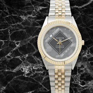 Elegant 4th Linen Wedding Jubileum Celebration Horloge