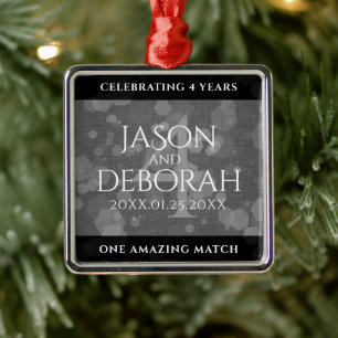 Elegant 4th Linen Wedding Jubileum Celebration Metalen Ornament
