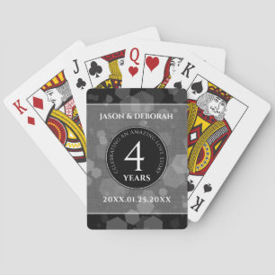 Elegant 4th Linen Wedding Jubileum Celebration Pokerkaarten