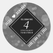 Elegant 4th Linen Wedding Jubileum Celebration Ronde Sticker (Voorkant)