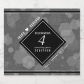 Elegant 4th Linen Wedding Jubileum Celebration Sparkling Wijnetiket (Enkel label)
