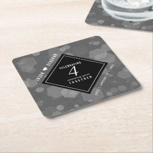 Elegant 4th Linen Wedding Jubileum Celebration Vierkante Kartonnen Onderzetter