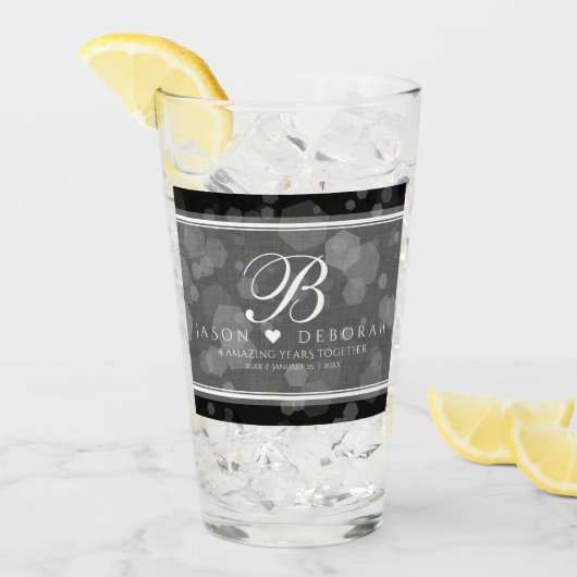 Elegant 4th Linen Wedding Jubileum Glas (Voorkant ijs)