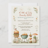 Elegant 4th of July BBQ Invitation – Soft Line Art (Devant)