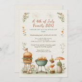 Elegant 4th of July BBQ Invitation – Soft Line Art (Devant / Derrière)