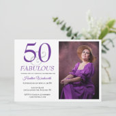 Elegant 50 and Fabulous 50th Birthday Photo Kaart (Staand voorkant)