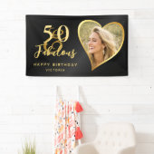 Elegant 50 en Fabulous Custom Photo Black Gold Spandoek (Insitu)