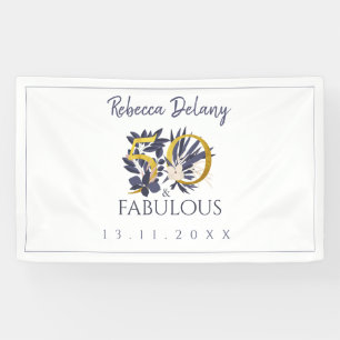 Elegant 50 en Fabulous Floral Gold 50th Birthday Spandoek