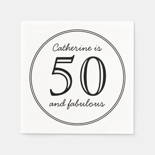 Elegant 50 en Fabulous Name Birthday Party Servet (Voorkant)