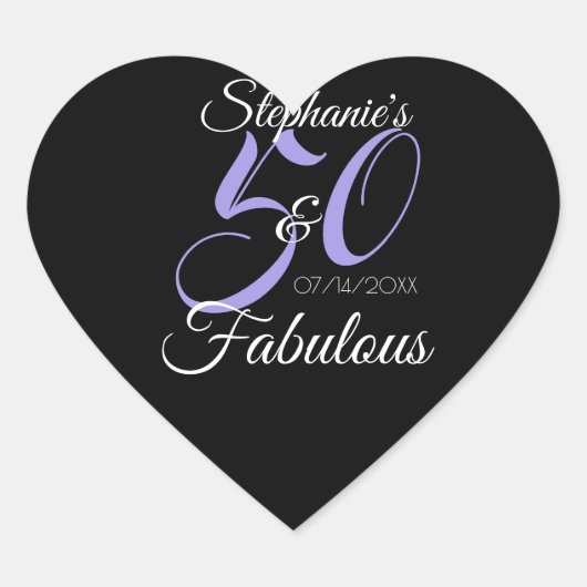 Elegant 50 en Fabulous Personalized Birthday Clas Hart Sticker (Voorkant)