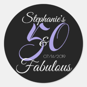 Elegant 50 en Fabulous Personalized Birthday Ronde Sticker