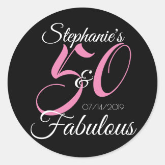 Elegant 50 en Fabulous Personalized Birthday Ronde Sticker