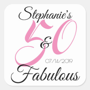 Elegant 50 en Fabulous Personalized Birthday Vierkante Sticker