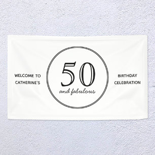 Elegant 50 en Fabulous Typography Birthday Party Spandoek