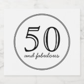 Elegant 50 en Fabulous Typography Birthday Sparkling Wijnetiket (Enkel label)