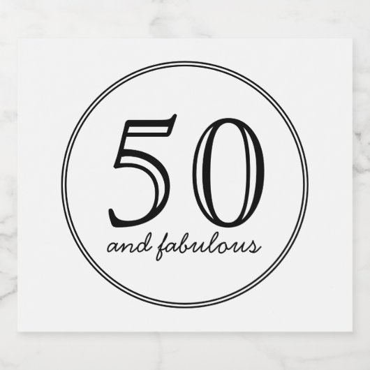 Elegant 50 en Fabulous Typography Birthday Sparkling Wijnetiket (Enkel label)