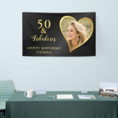 Elegant 50 en Fabulous Zwart Goud Custom Photo Spandoek (Beurs)