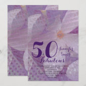 Elégant 50 & Fabuleux Lavande Invitation Anniversa (Devant / Derrière)