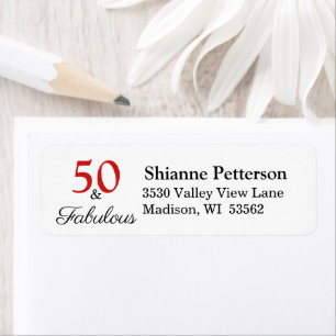 Elegant 50 & Fabulous 50th Birthday Return Address Etiket